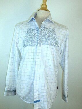 ENGLISH LAUNDRY plaid EMBROIDERED Shirt M